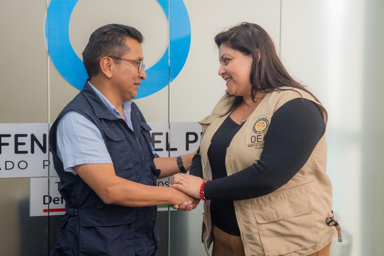DEFENSOR DEL PUEBLO Y JEFA DE LA MISIÓN DE LA OEA DEFINEN ACCIONES CONJUNTAS DE DEFENSA DE DERECHOS HUMANOS EN ELECCIONES SUBNACIONALES 2026