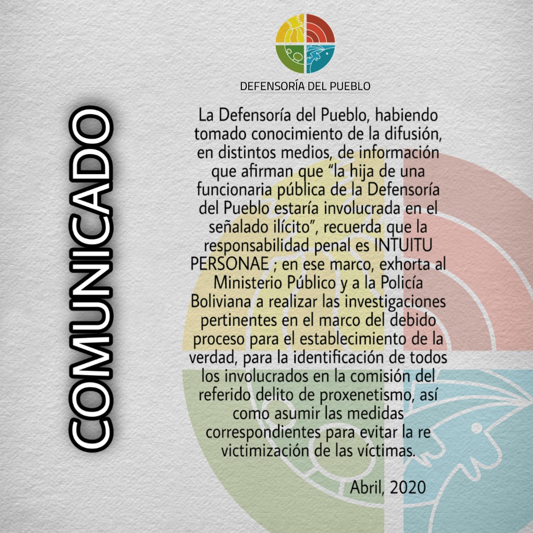 COMUNICADO DE PRENSA  DE LA DEFENSORÍA DEL PUEBLO.