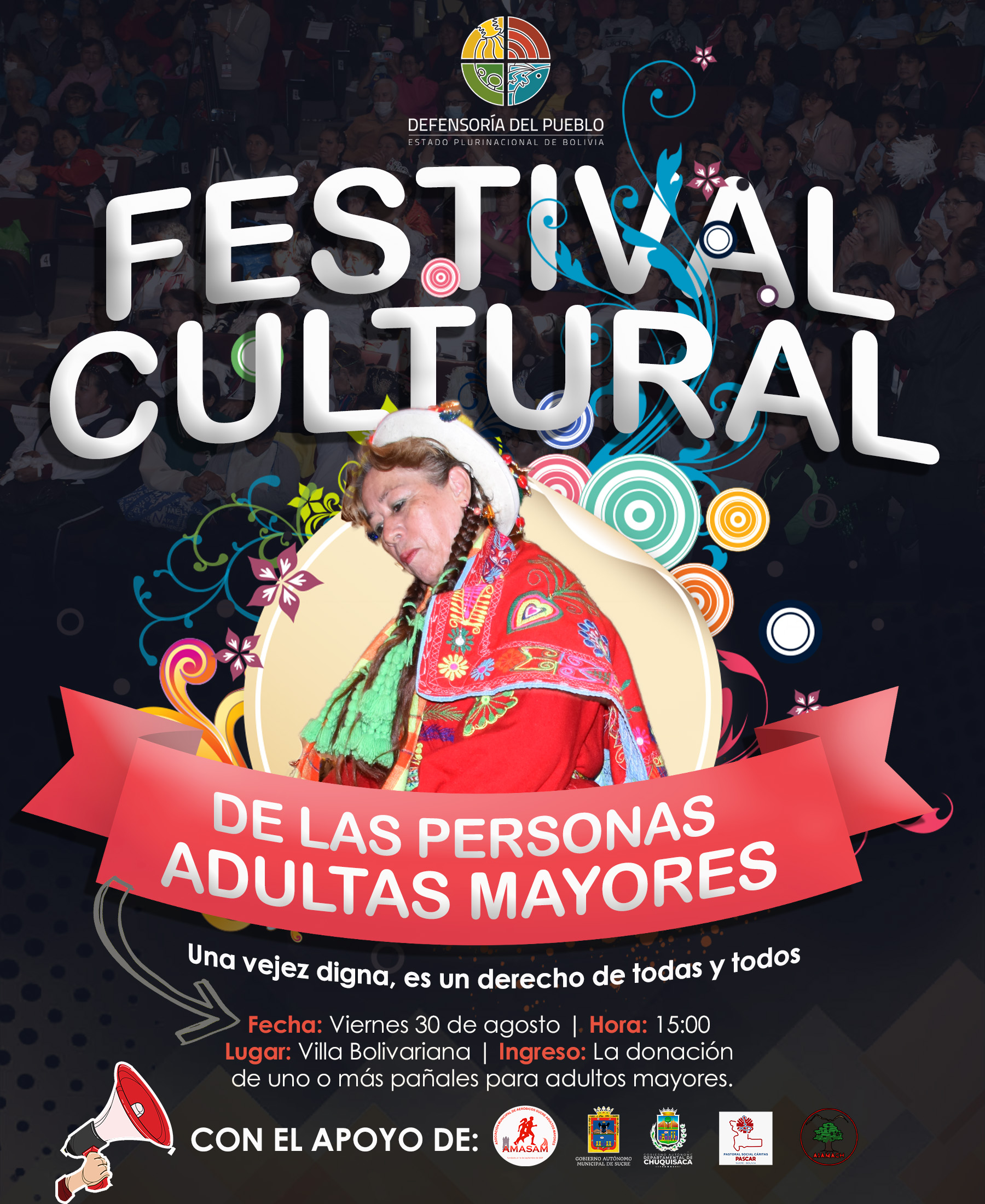 Defensoría del Pueblo invita a la población chuquisaqueña a participar del Festival Cultural de las Personas Adultas Mayores