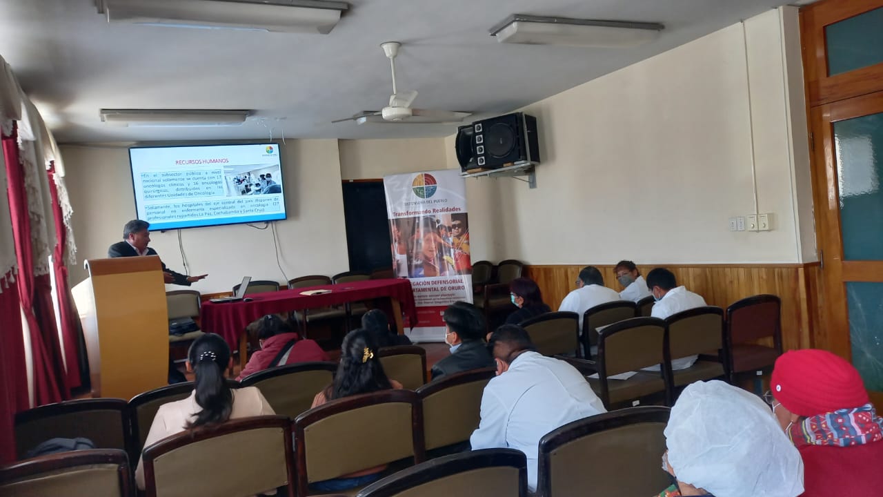 DEFENSORÍA DEL PUEBLO EN ORURO PRESENTA INFORME DEFENSORIAL “LAS UNIDADES DE ONCOLOGÍA DESDE UNA MIRADA DE DERECHOS HUMANOS”