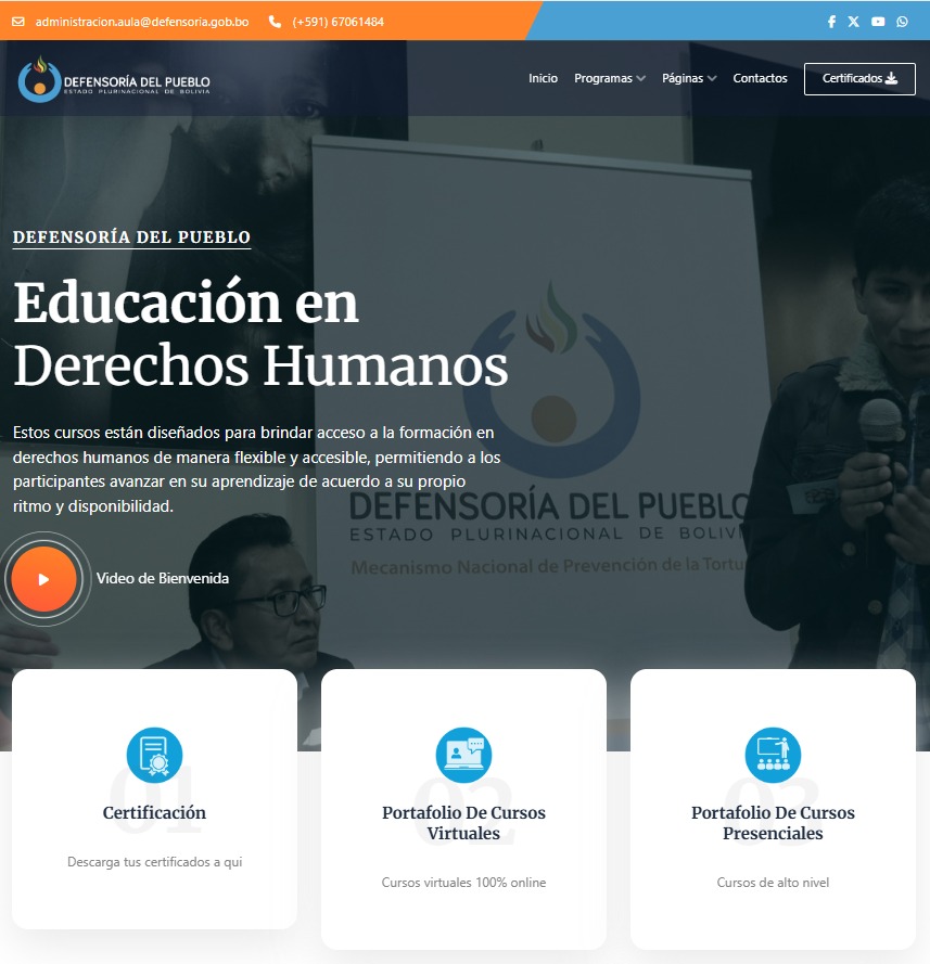 DEFENSORÍA DEL PUEBLO IMPULSA FORMACIÓN EN DERECHOS HUMANOS A TRAVÉS DE SU PORTAFOLIO DE CURSOS 2026