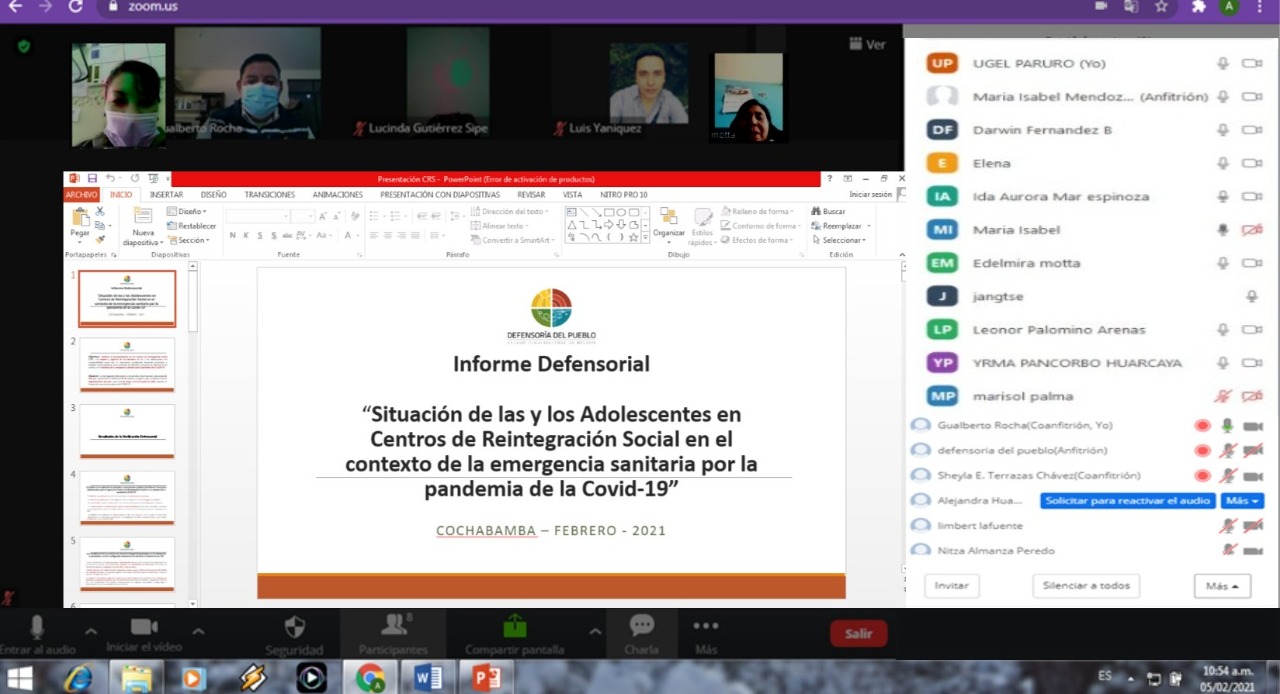 DEFENSORÍA DEL PUEBLO SOCIALIZA INFORME DEFENSORIAL SOBRE LA SITUACIÓN DE LOS ADOLESCENTES EN LOS CENTROS DE REINTEGRACIÓN SOCIAL DURANTE LA EMERGENCIA SANITARIA