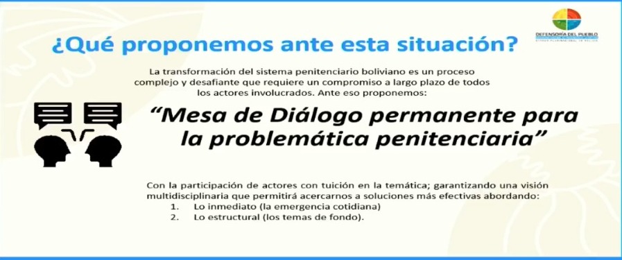 Defensoría del Pueblo plantea la creación de una Mesa Permanente que aborde y gestione problemáticas penitenciarias urgentes y estructurales