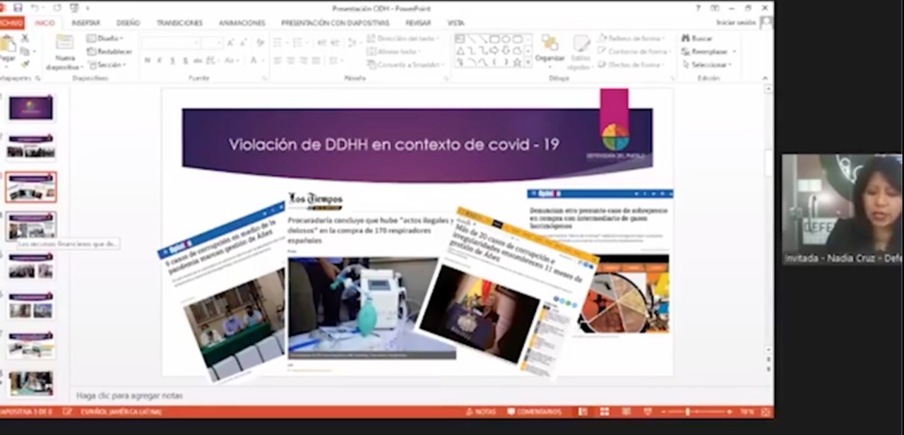 Defensora afirma ante la CIDH que Bolivia vive un clima de conflictividad, polarización y escalada de violencia