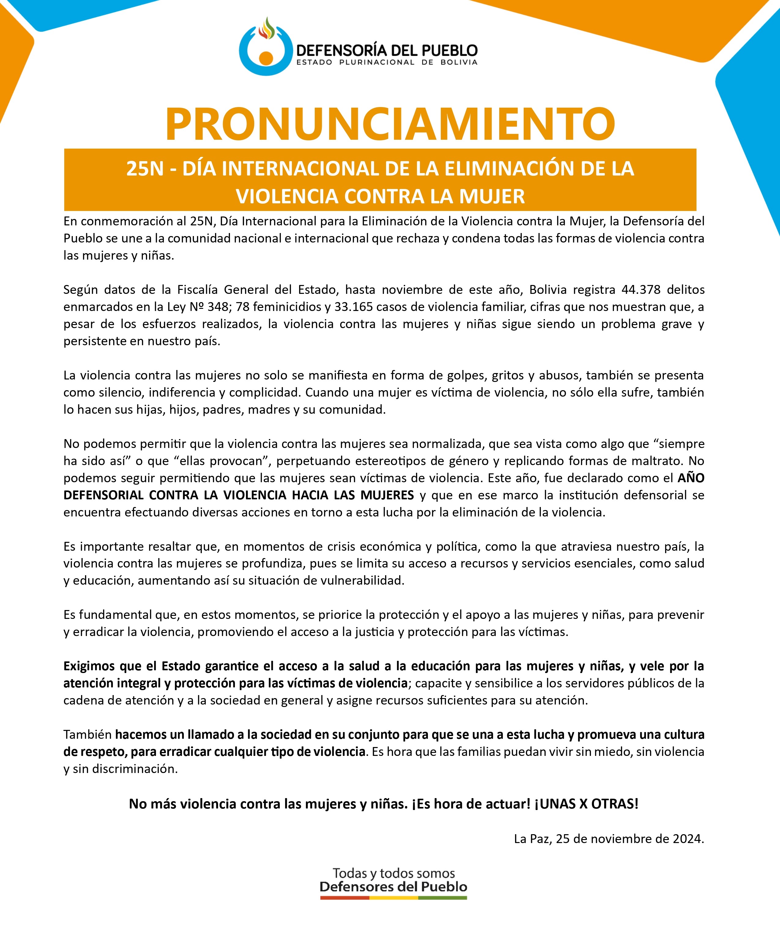 25N - DÍA INTERNACIONAL DE LA ELIMINACIÓN DE LA VIOLENCIA CONTRA LA MUJER